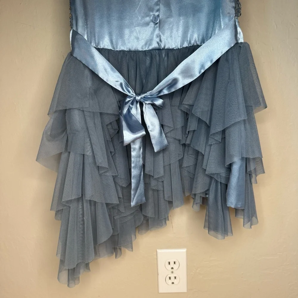 BISCOTTI Blue Sequin Tiered Special Occasion Dress Fancy Party Size 12 - Picture 12 of 16